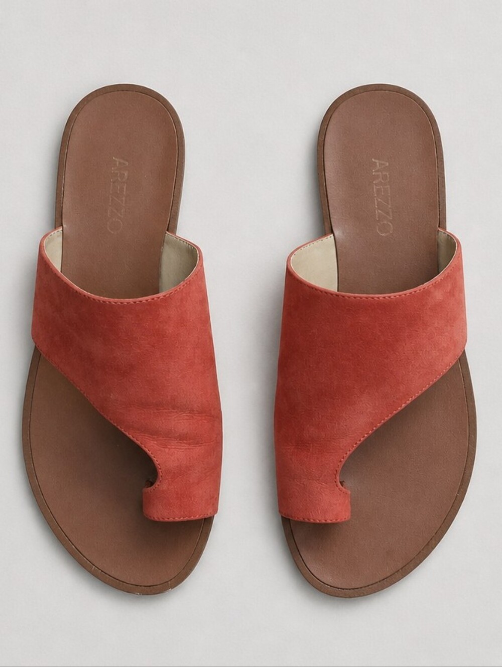 Arezzo Orange Suede Flat Sandals.🧡